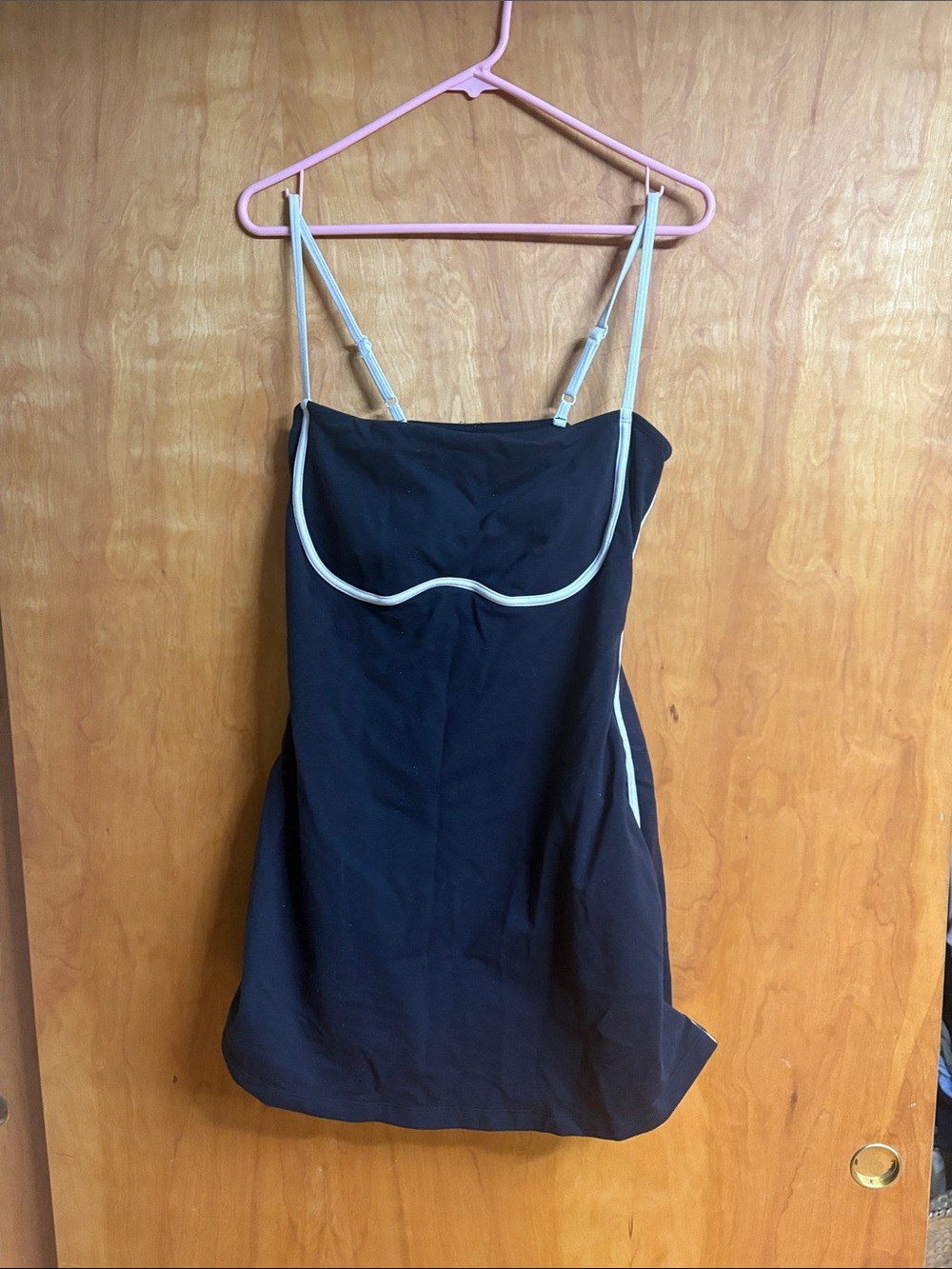 ALO Yoga Black Mini Dress with White Trim and black w/Straps